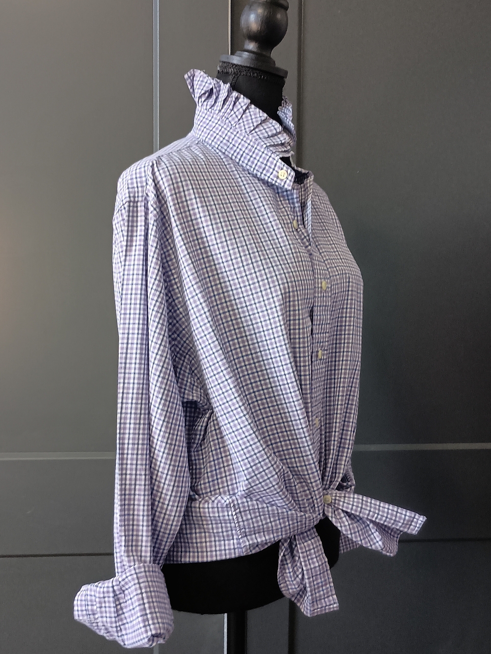 Upcycled Women's Ralph Lauren Ruffled Collar Shirt #127 - Picture 6 of 9